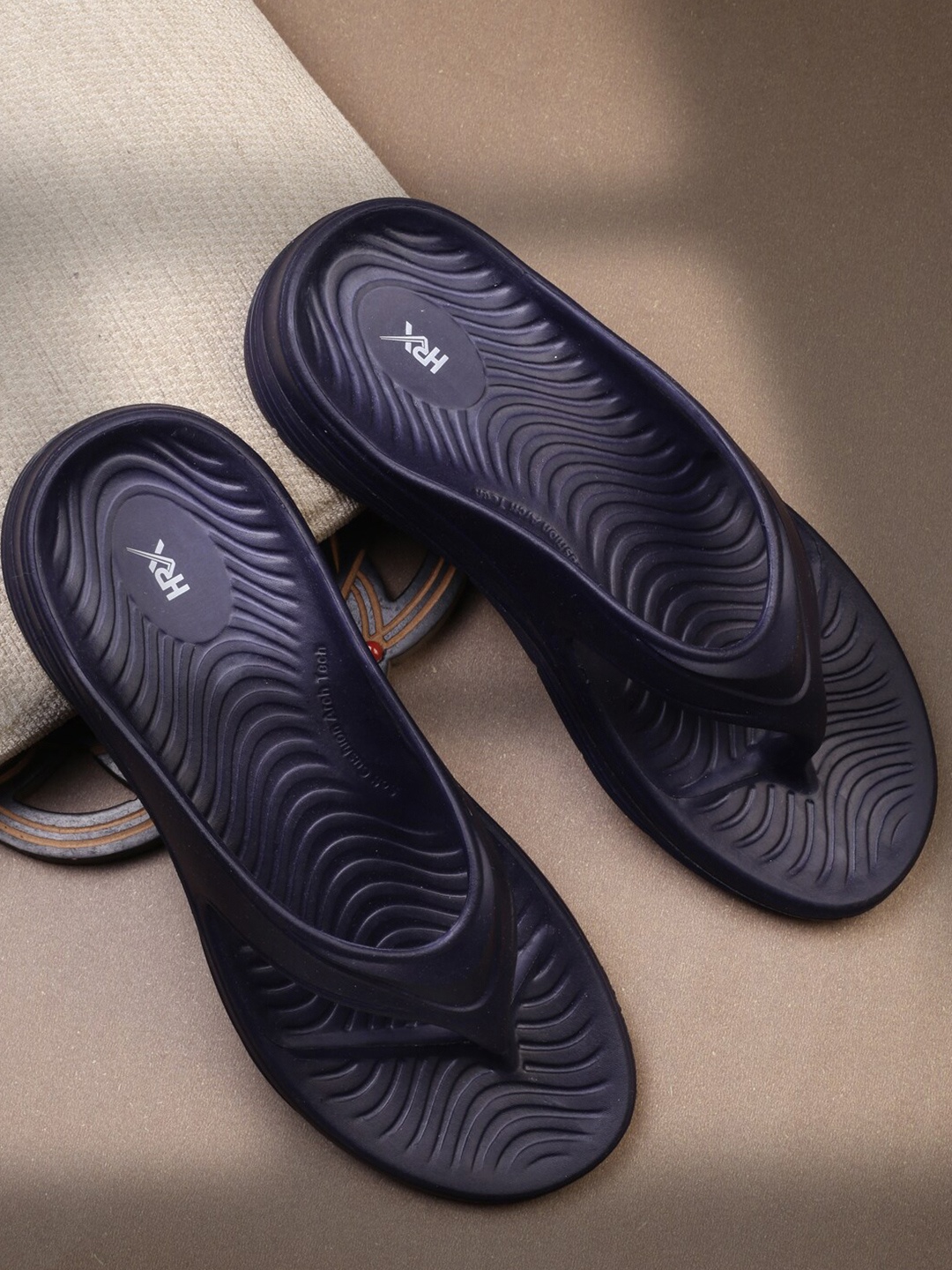 

HRX by Hrithik Roshan Men Navy Blue Textured Thong Flip-Flops