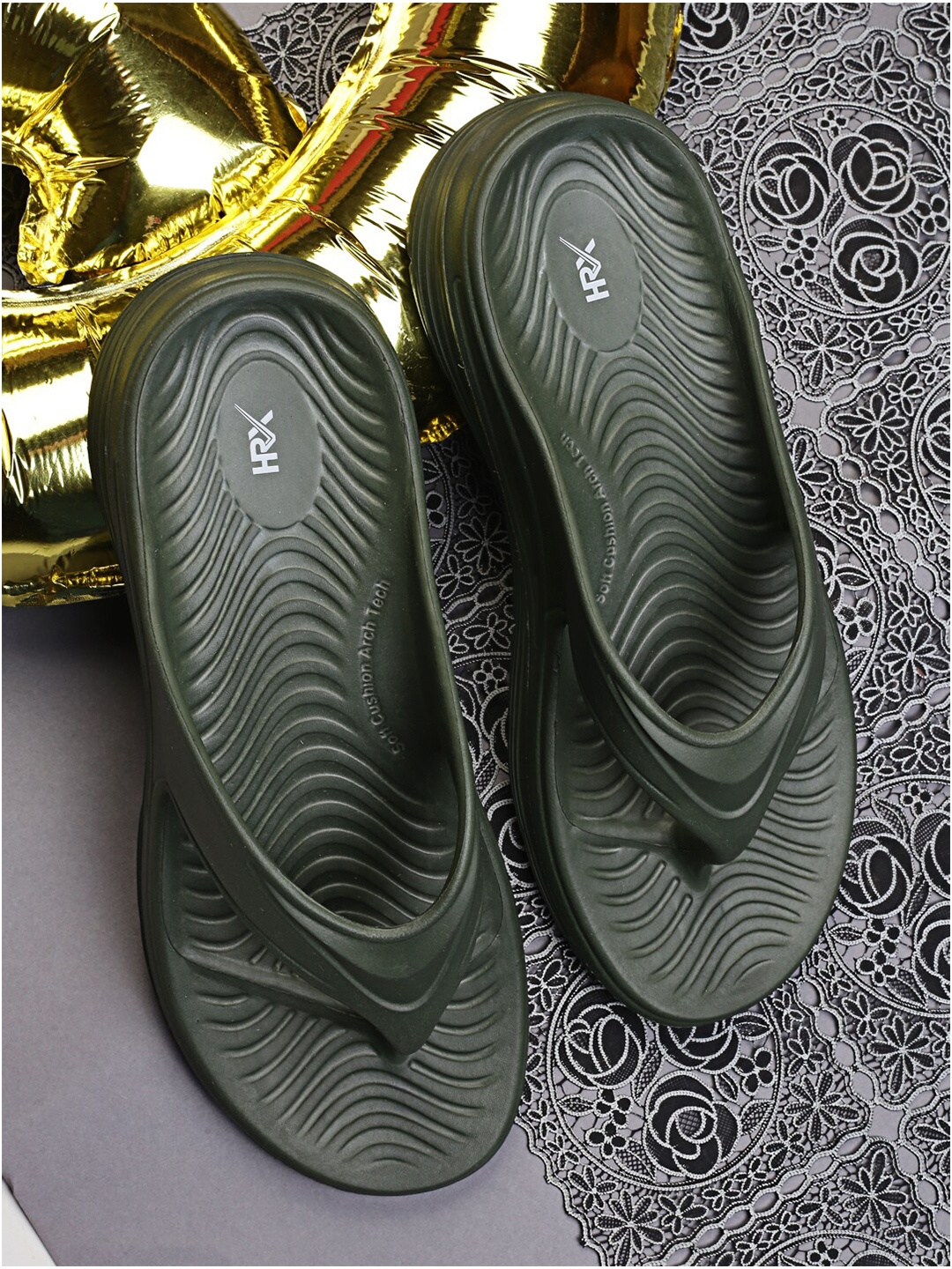 

HRX by Hrithik Roshan Men Olive Green Thong Flip-Flops