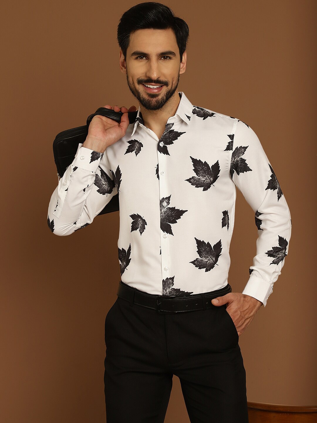 

Indian Needle Classic Graphic Printed Pure Cotton Formal Shirt, White