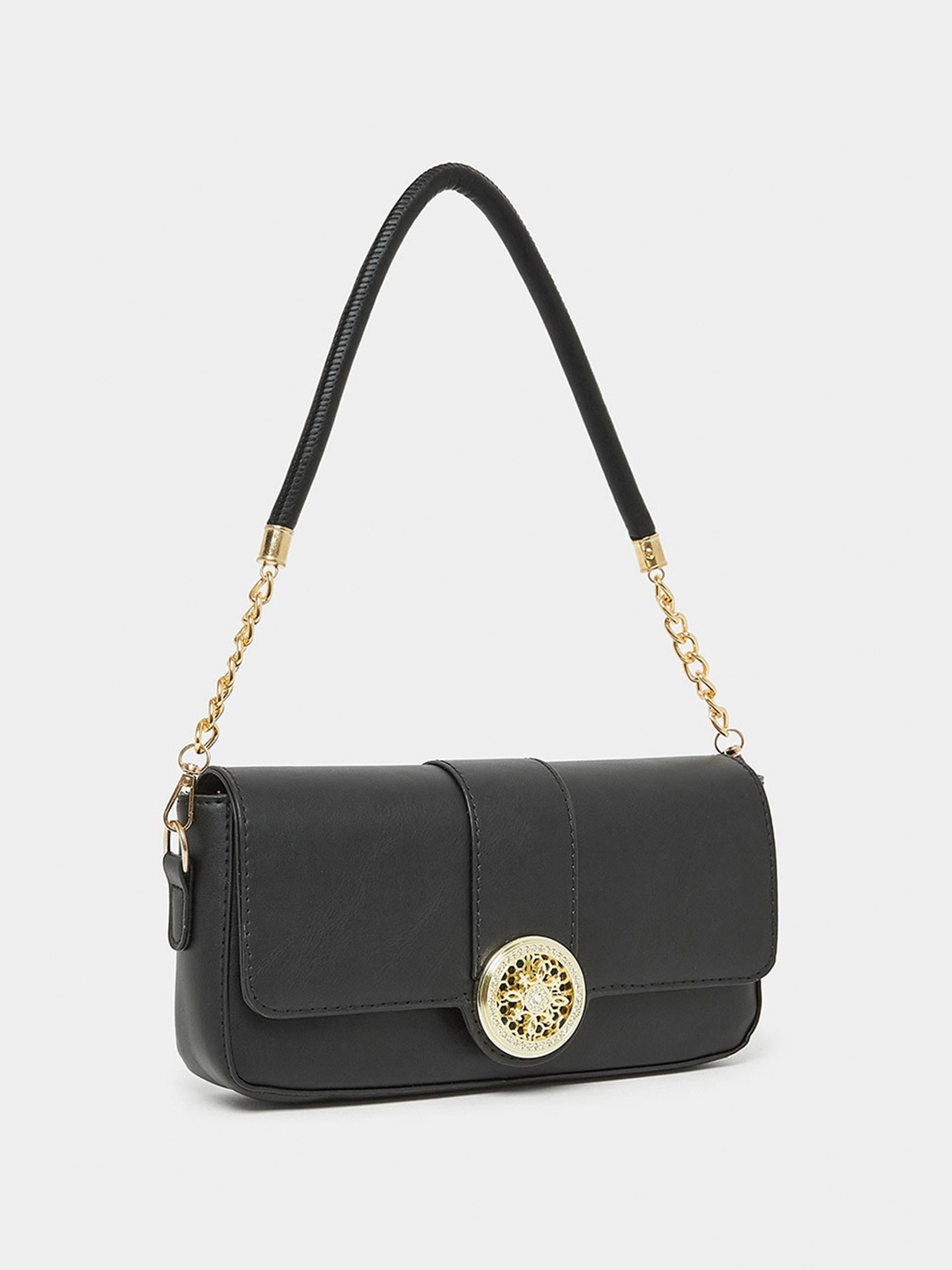 

Styli Chain Strap Baguette Shoulder Bag, Black