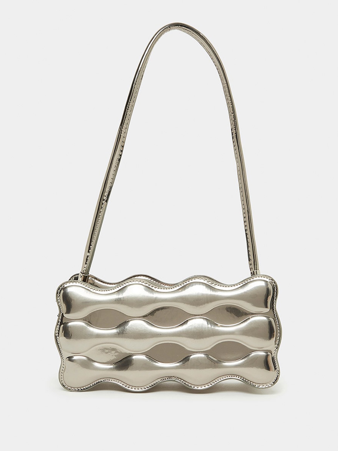 

Styli Structured Metallic Design Structured Shoulder Bag, Silver