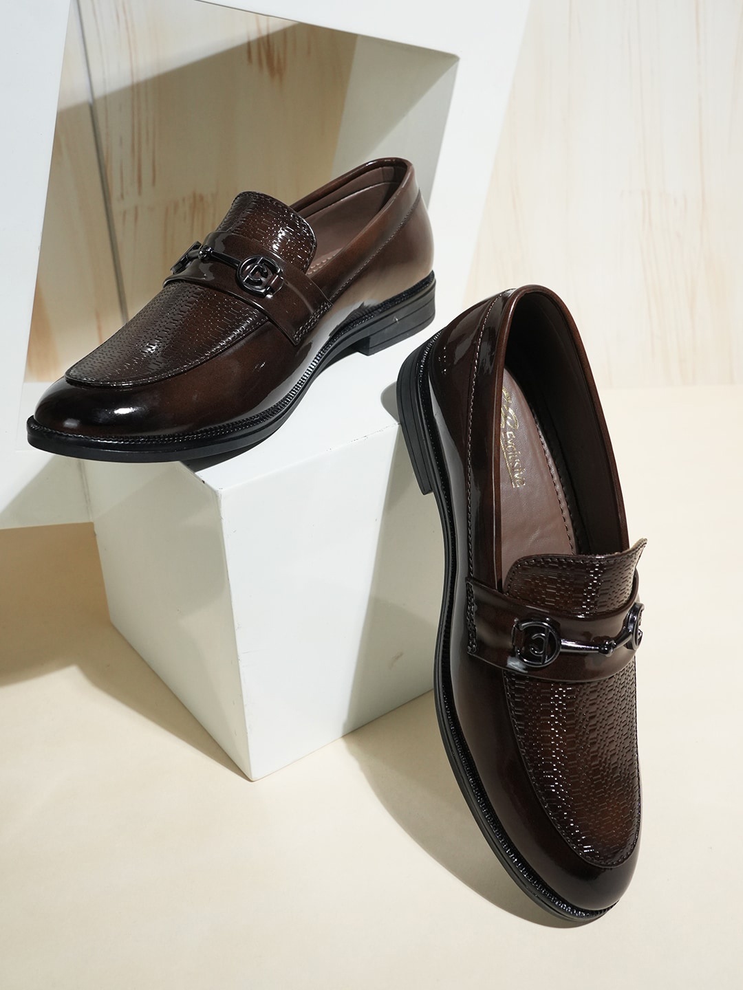 

Style Shoes Boys Textured Horsebit Loafers, Brown
