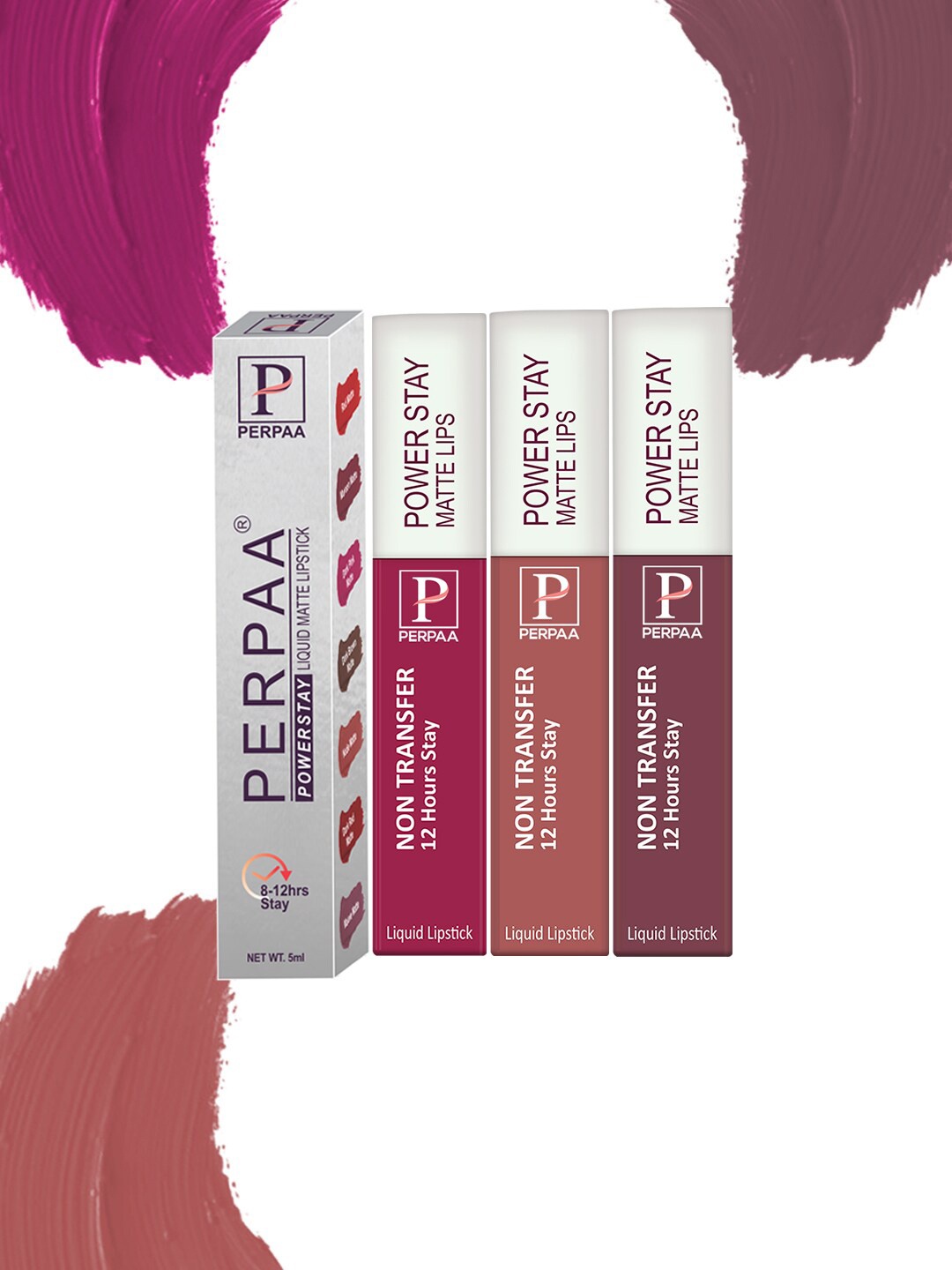 

PERPAA Set Of 3 Power Stay Long Lasting Liquid Matte Lipstick-23-21-10, Multi