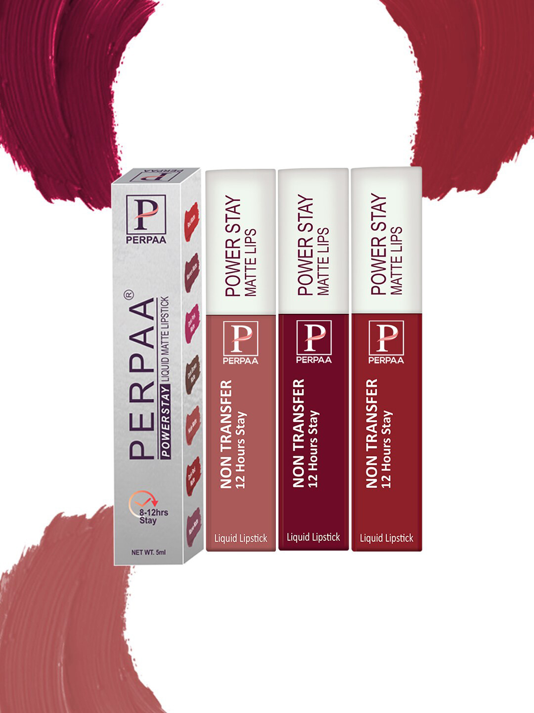 

PERPAA Set Of 3 Power Stay Long Lasting Liquid Matte Lipstick- 5ml Each-09-21-22, Multi