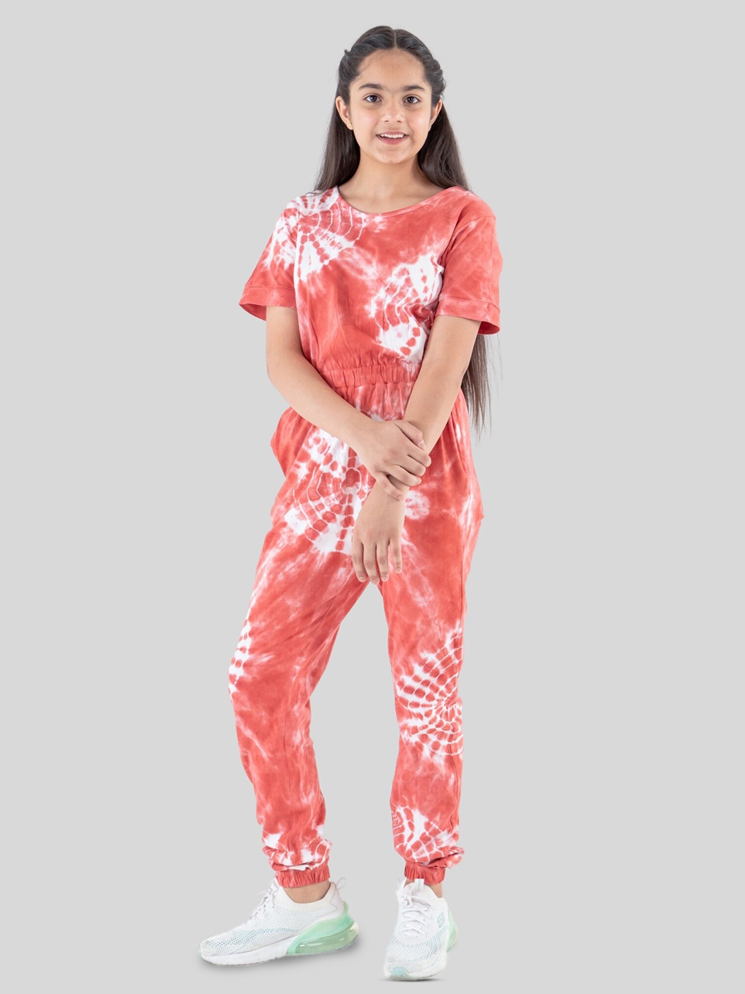 

TWEENY MINI Girls Printed Basic Jumpsuit, Red