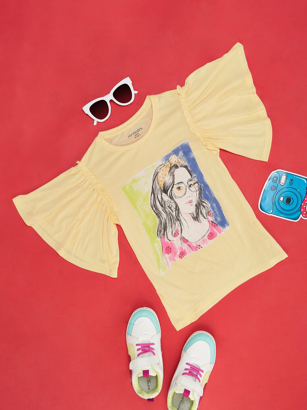 

Pantaloons Junior Girls Graphic Printed T-shirt, Yellow