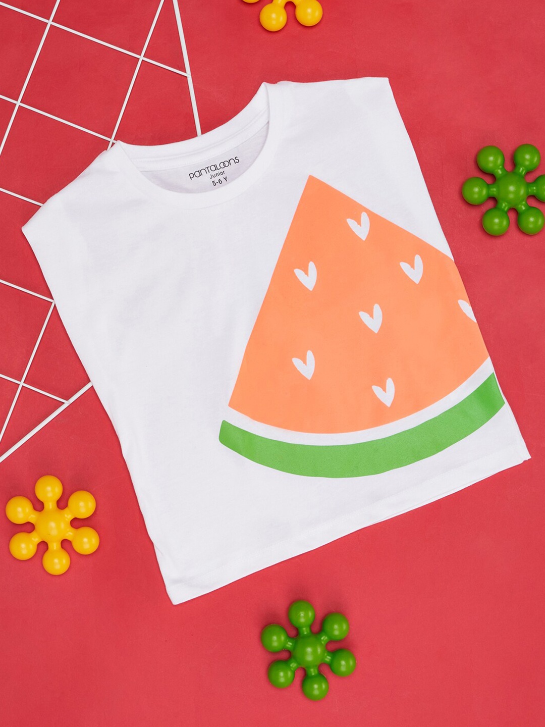 Pantaloons Junior Girls Graphic Printed Cotton Boxy T-shirt, Off white