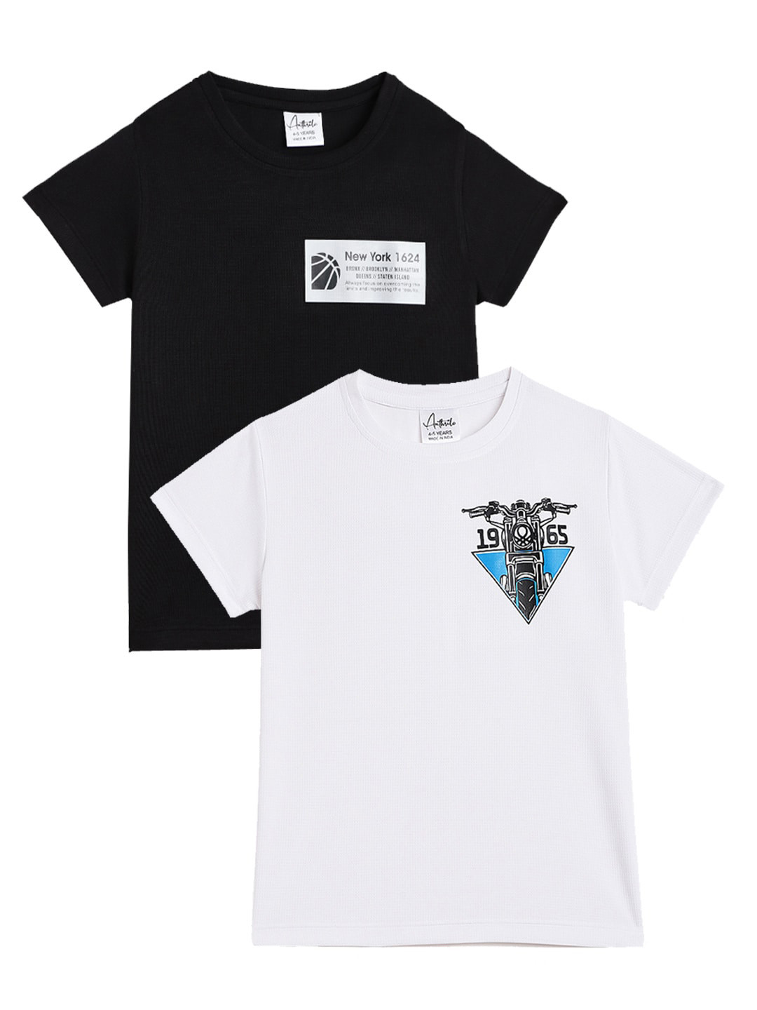 

Anthrilo Boys Pack Of 2 Graphic Printed Cotton T-shirts, White