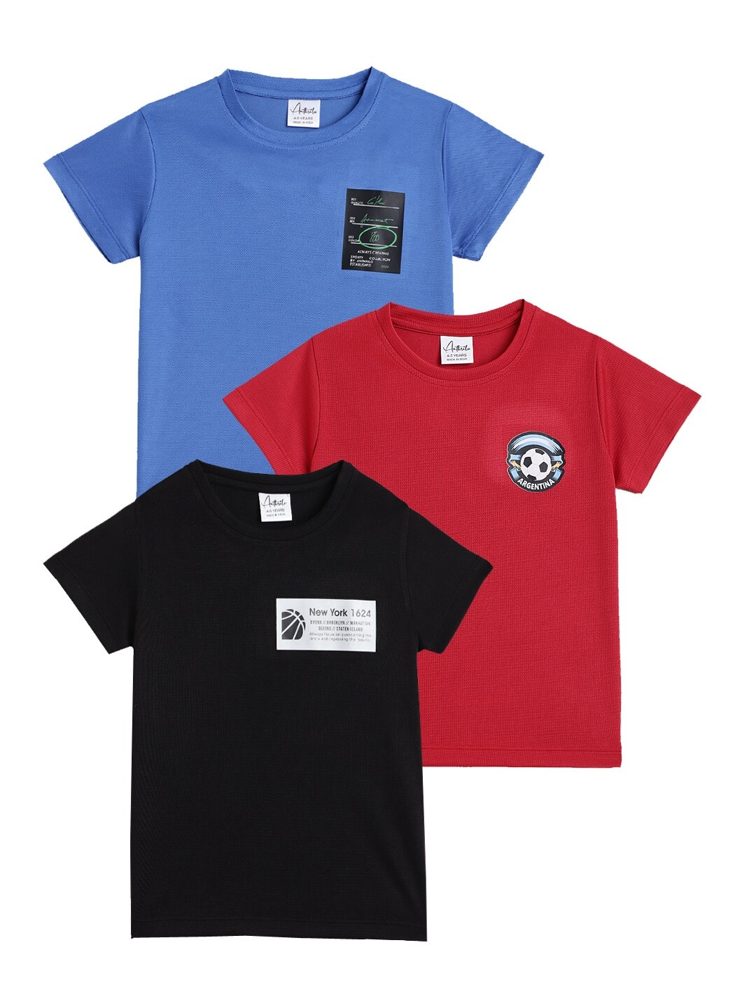 

Anthrilo Boys Pack of 3 Round Neck Graphic Printed T-shirts, Multi