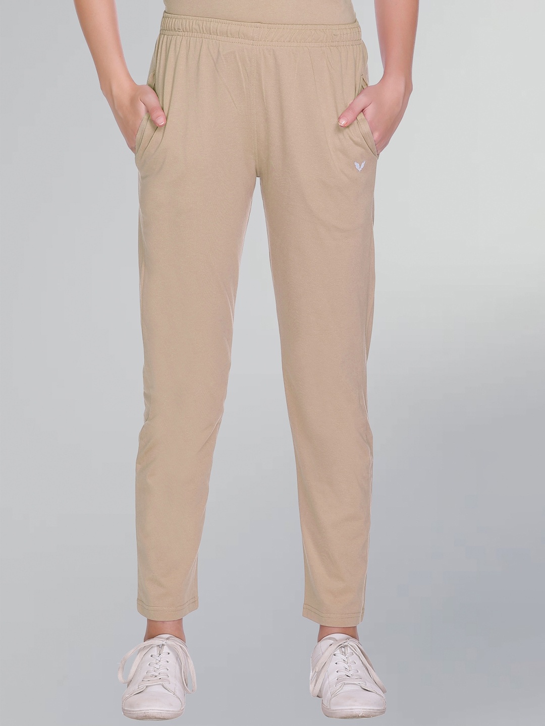 

GODFREY Women Slim Fit High-Rise Breathable Track Pant, Beige