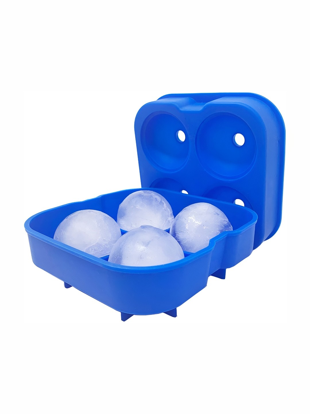 

Alexvyan Blue 4 Big Round Pop Up Ice Cube Dishwasher Safe Tray with Lid