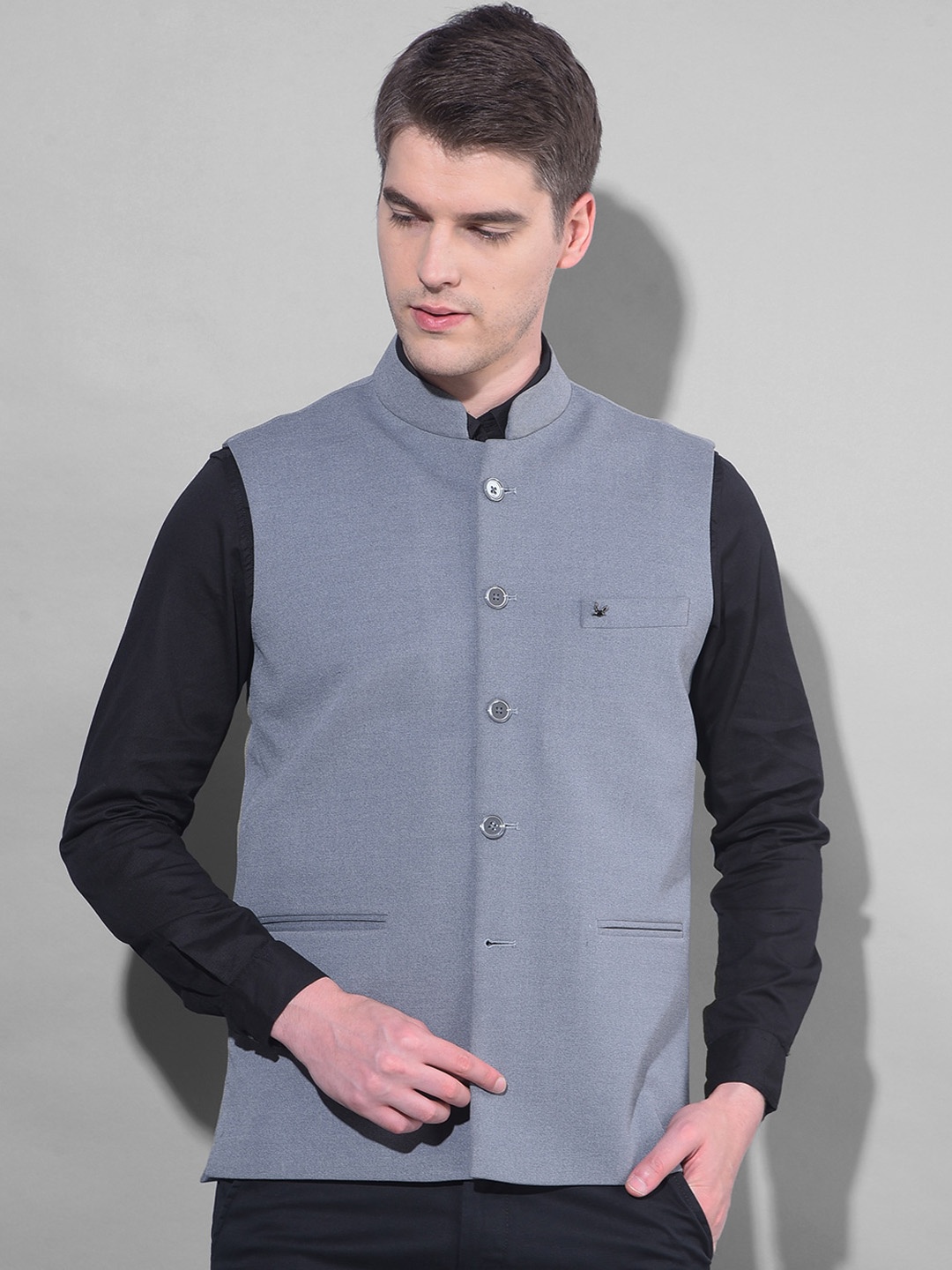 

Canary London Slim Fit Nehru Jacket, Grey melange