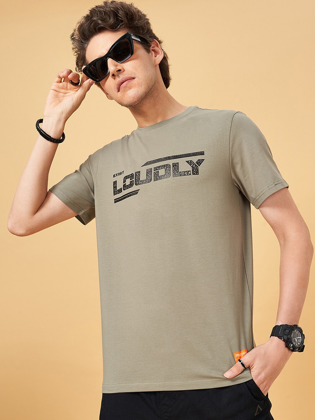 

Street 808 by Pantaloons Printed Round Neck T-shirt, Olive