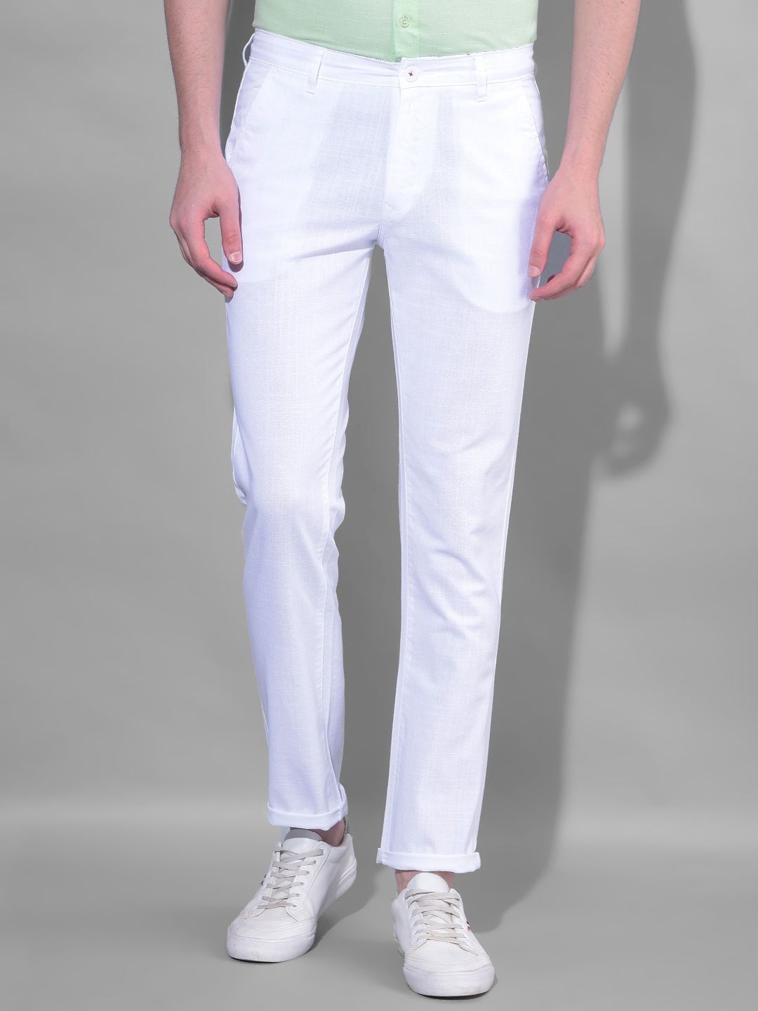

Canary London Men Smart Slim Fit Wrinkle Free Linen Regular Trousers, White