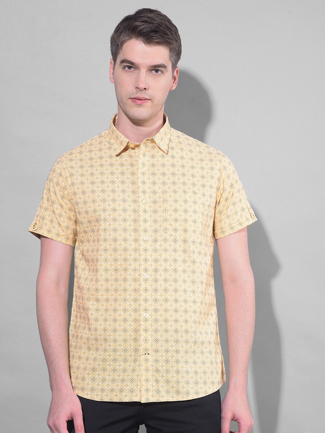 

Canary London Smart Slim Fit Geometric Printed Casual Shirt, Yellow