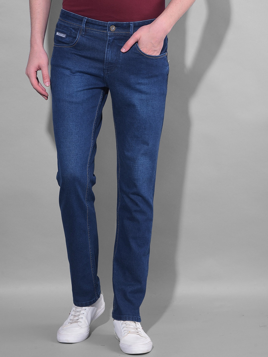 

Canary London Men Smart Slim Fit Low-Rise Stretchable Jeans, Blue