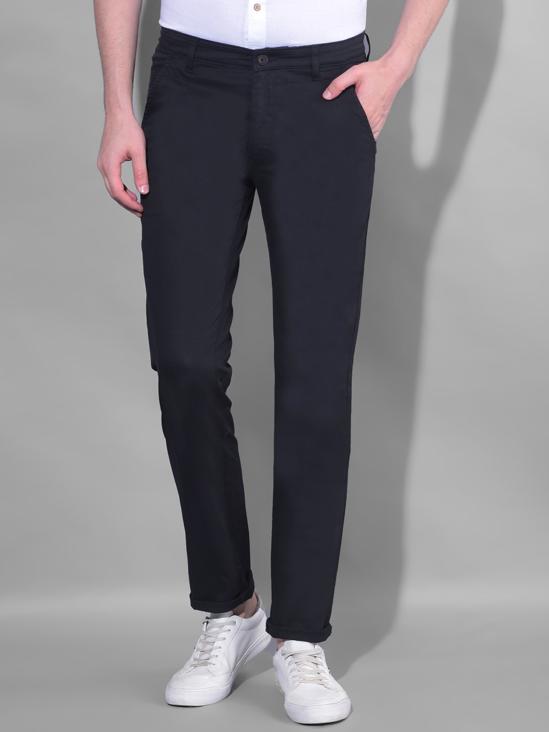 

Canary London Men Smart Slim Fit Wrinkle Free Cotton Regular Trousers, Black