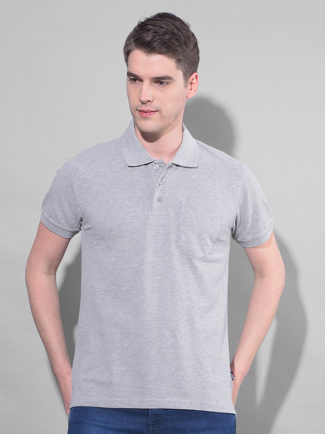 

Canary London Polo Collar Pockets Slim Fit Cotton T-shirt, Grey