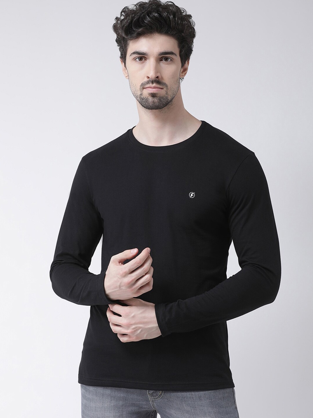 

Friskers Long Sleeves Pure Cotton Slim Fit T-shirt, Black