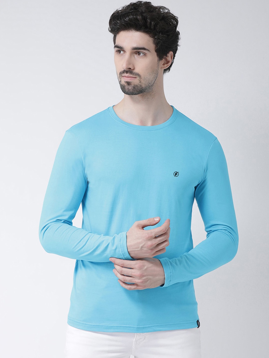 

Friskers Long Sleeves Pure Cotton Slim Fit T-shirt, Turquoise blue