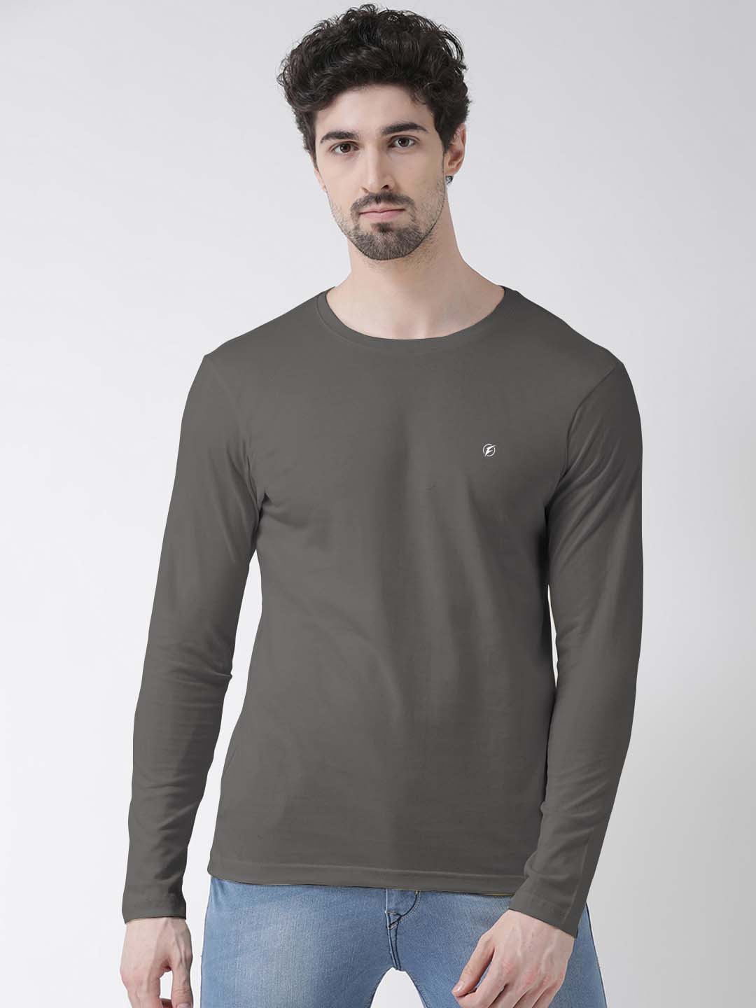 

Friskers Long Sleeves Pure Cotton Slim Fit T-shirt, Grey