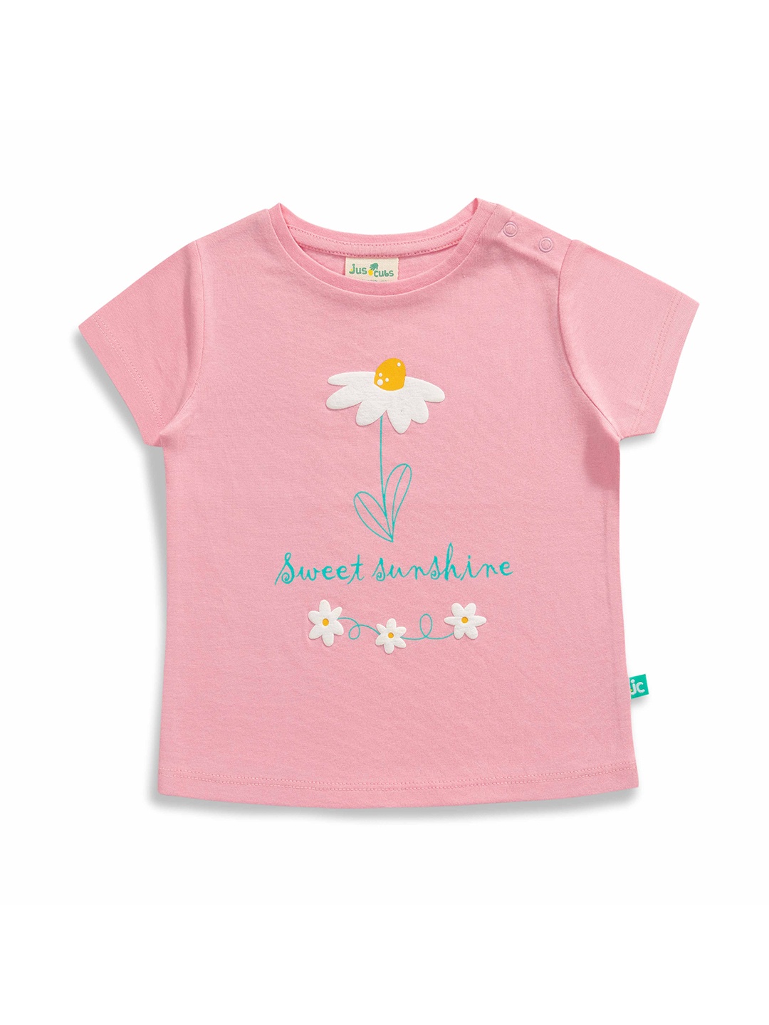 

JusCubs Girls Floral Printed Round Neck Cotton T-shirt, Pink