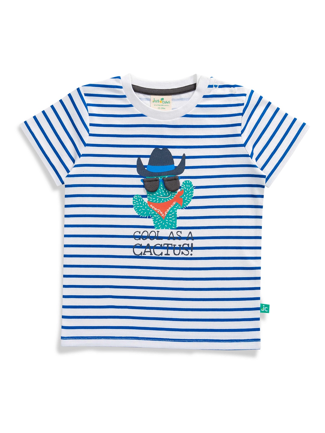 

JusCubs Boys Striped Round Neck Cotton T-shirt, Blue