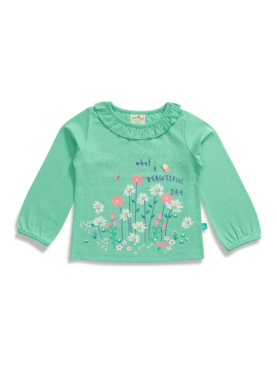 

JusCubs Girls Floral Printed Cotton T-shirt, Green