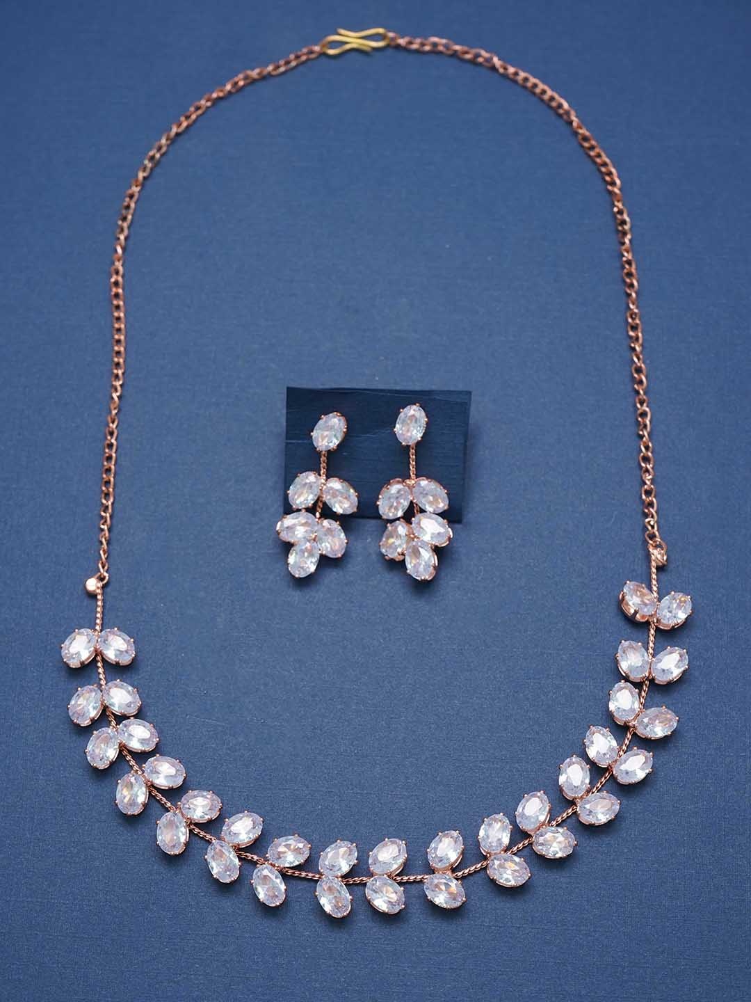 

Ramdev Art Fashion Jwellery Rose Gold-Plated CZ-Studded Jewellery Set
