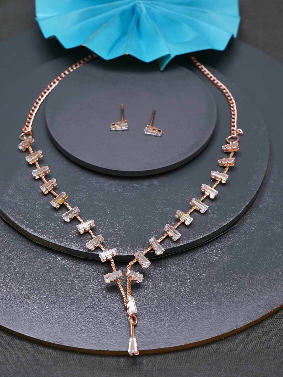 

Ramdev Art Fashion Jwellery Rose Gold-Plated CZ-Studded Jewellery Set