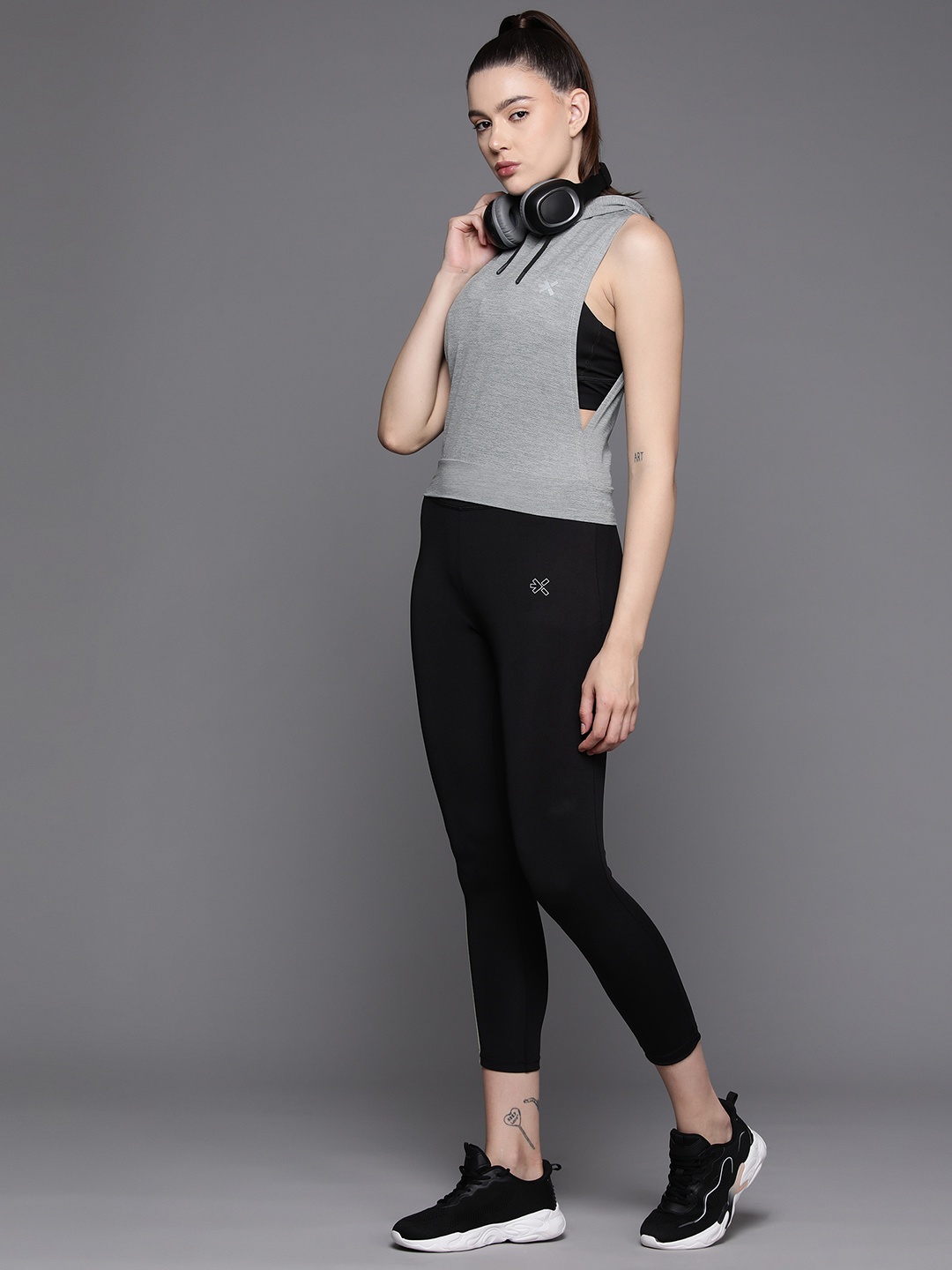 

HRX by Hrithik Roshan Hooded Tank Top, Grey melange