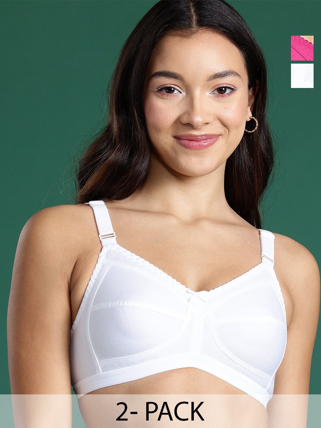

DressBerry White & Rani Pink Pack Of 2 Full Coverage T-shirt Bras With All Day Comfort