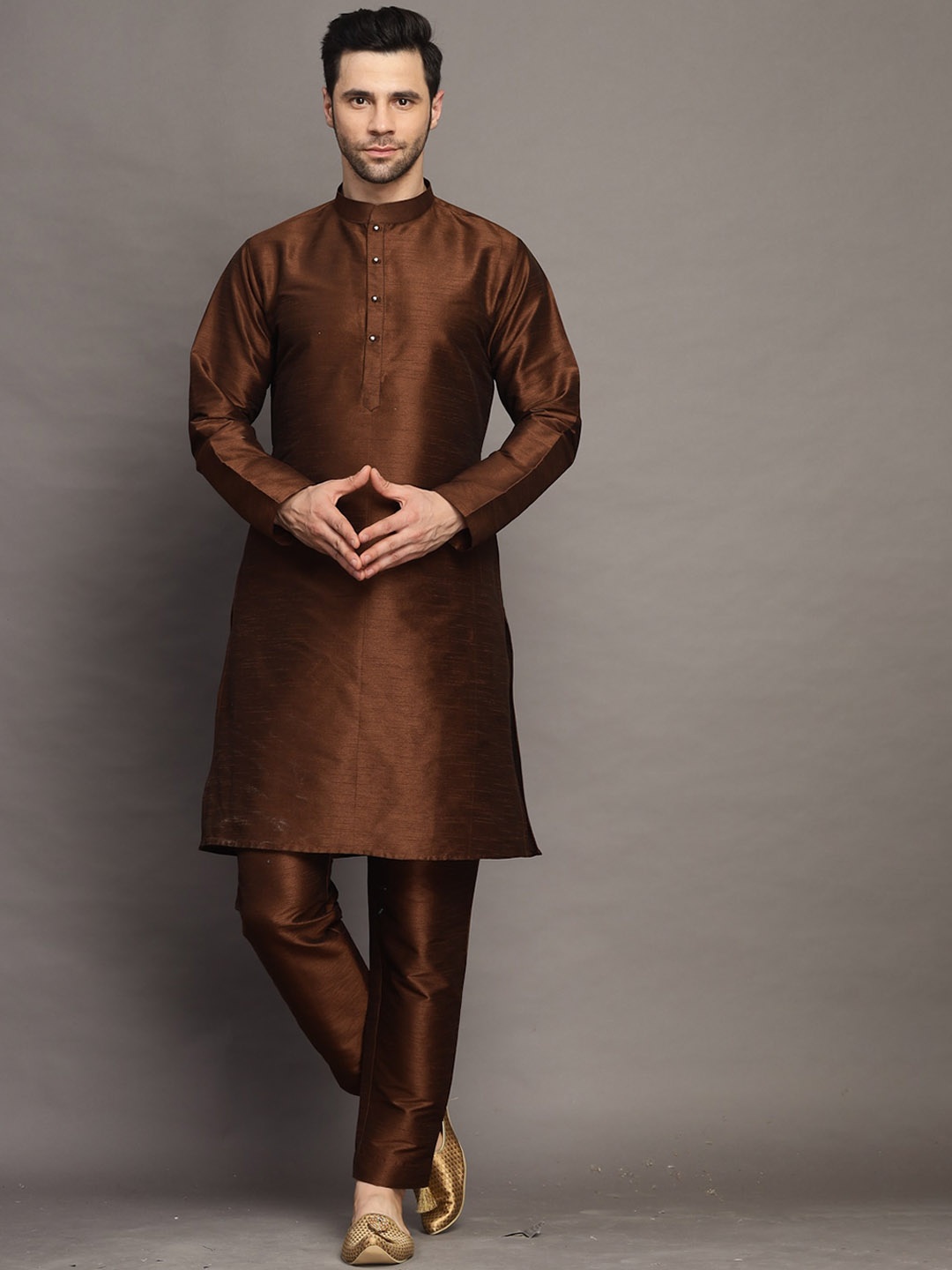 

Utsav Fashion Men Thread Work Kurta, Brown