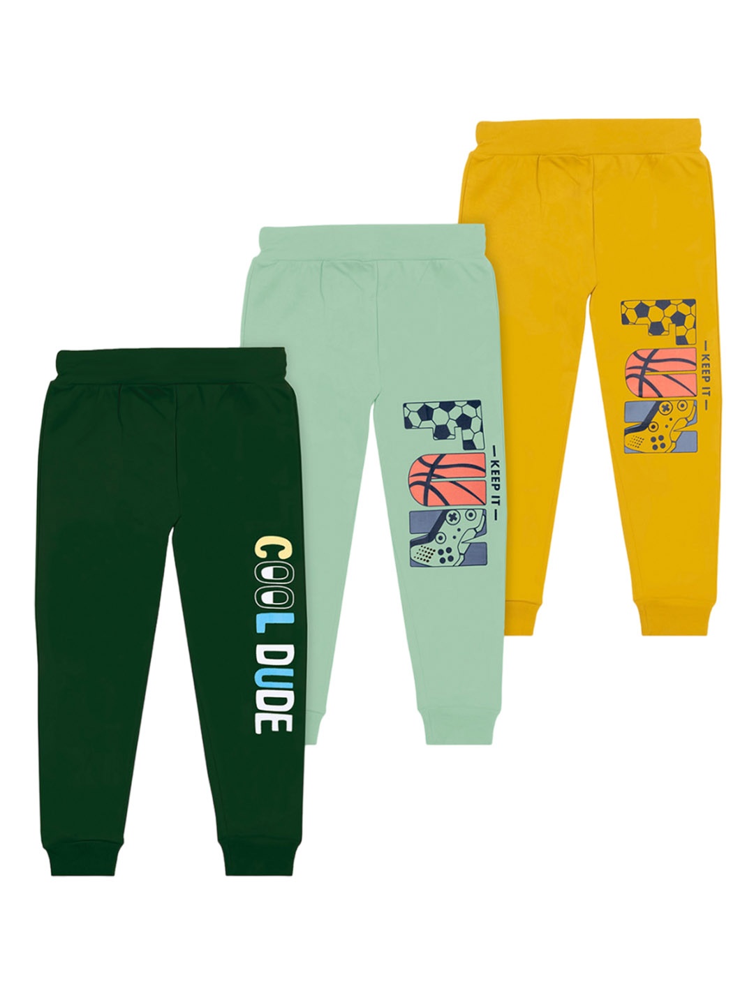 

BAESD Boys Pack Of 3 Printed Joggers, Green