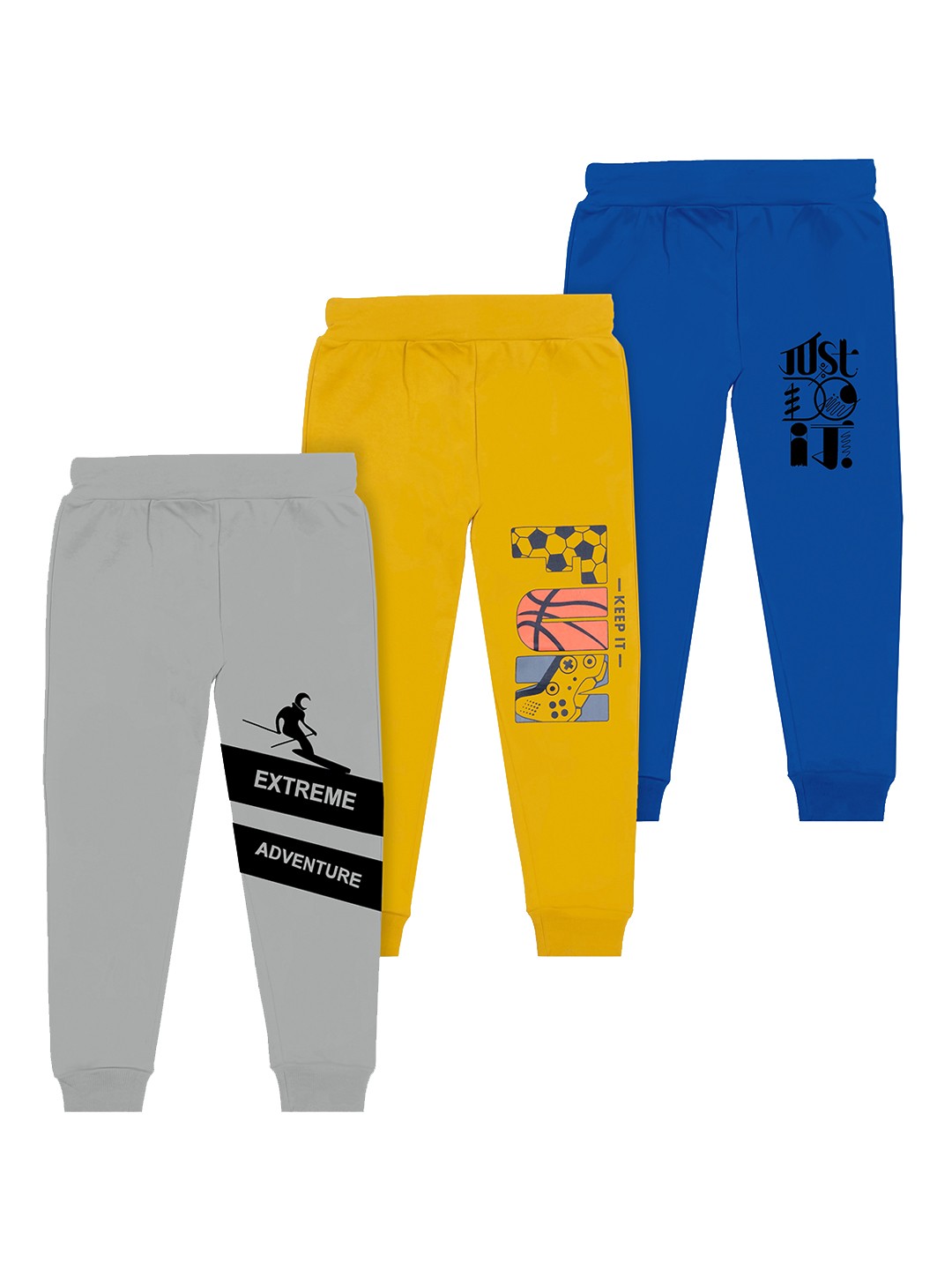 

BAESD Boys Pack Of 3 Printed Cotton Joggers, Blue