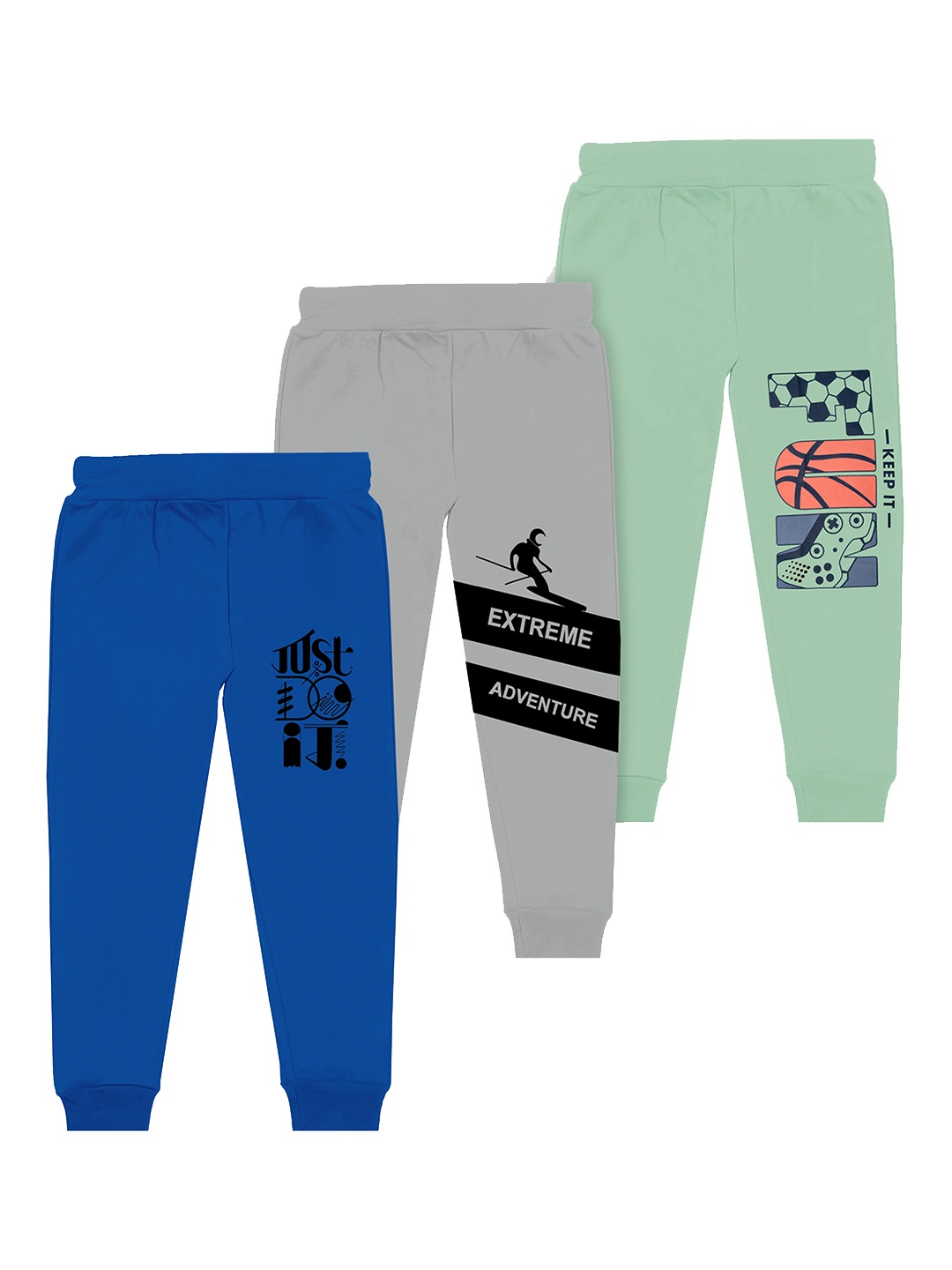 

BAESD Boys Pack Of 3 Printed Mid Rise Joggers, Blue