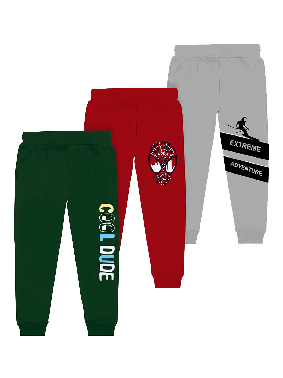 

BAESD Boys Pack Of 3 Printed Mid Rise Cotton Joggers, Red