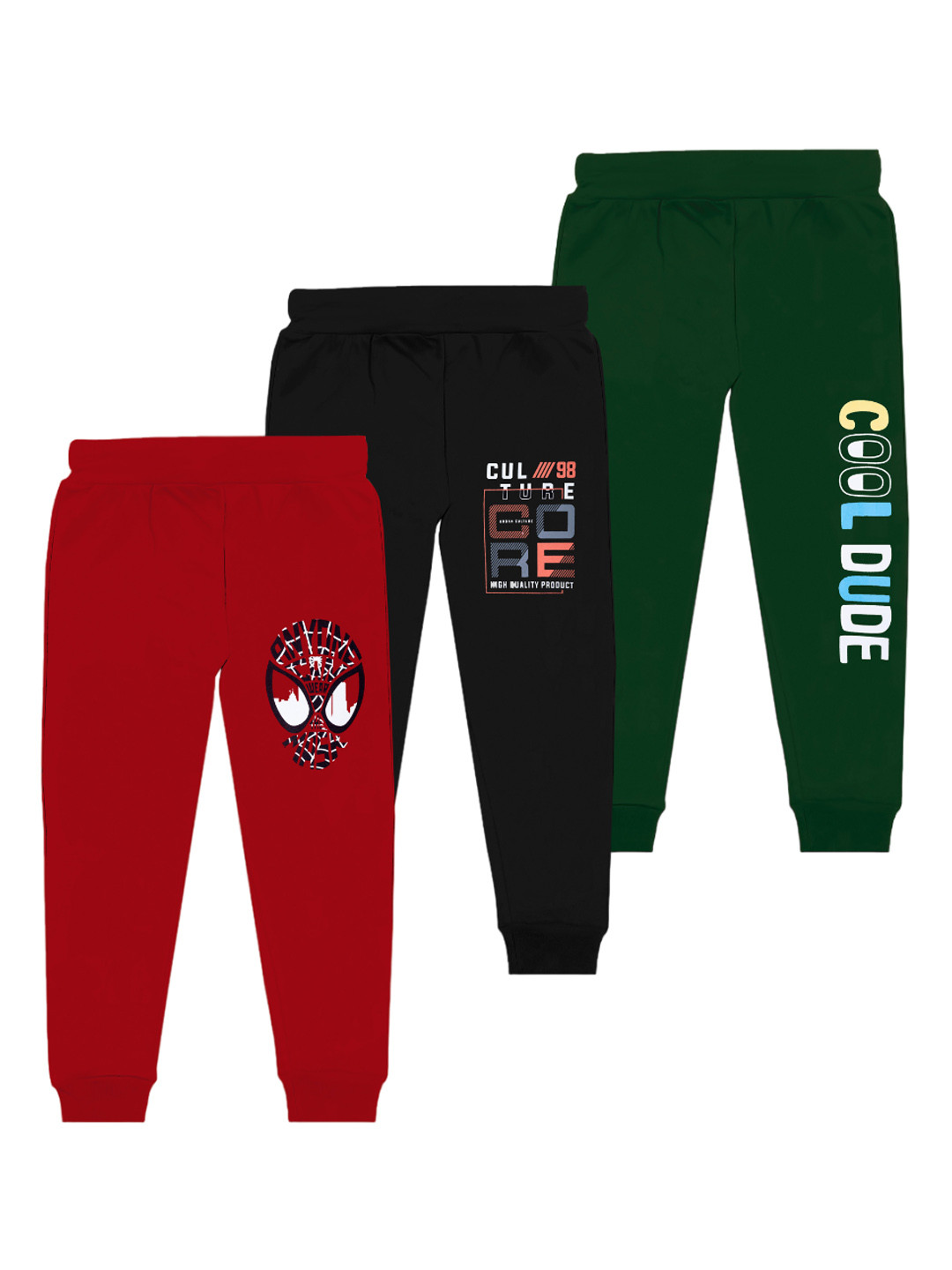 

BAESD Boys Pack Of 3 Printed Cotton Mid Rise Joggers, Maroon