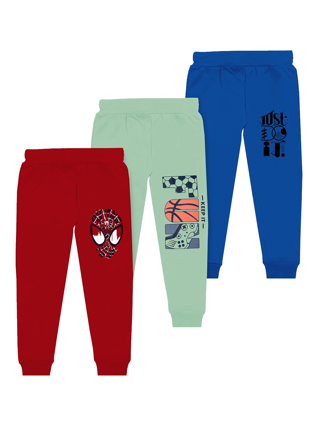 

BAESD Boys Pack Of 3 Graphic Printed Joggers, Blue