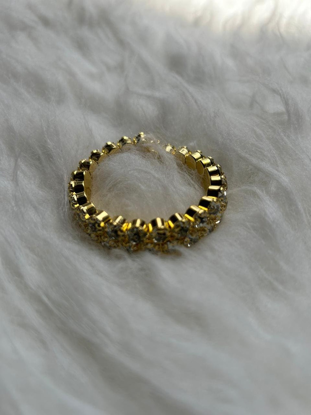 

CHRONEX Golden Color Stones-Studded Ponytail Holder, Brown