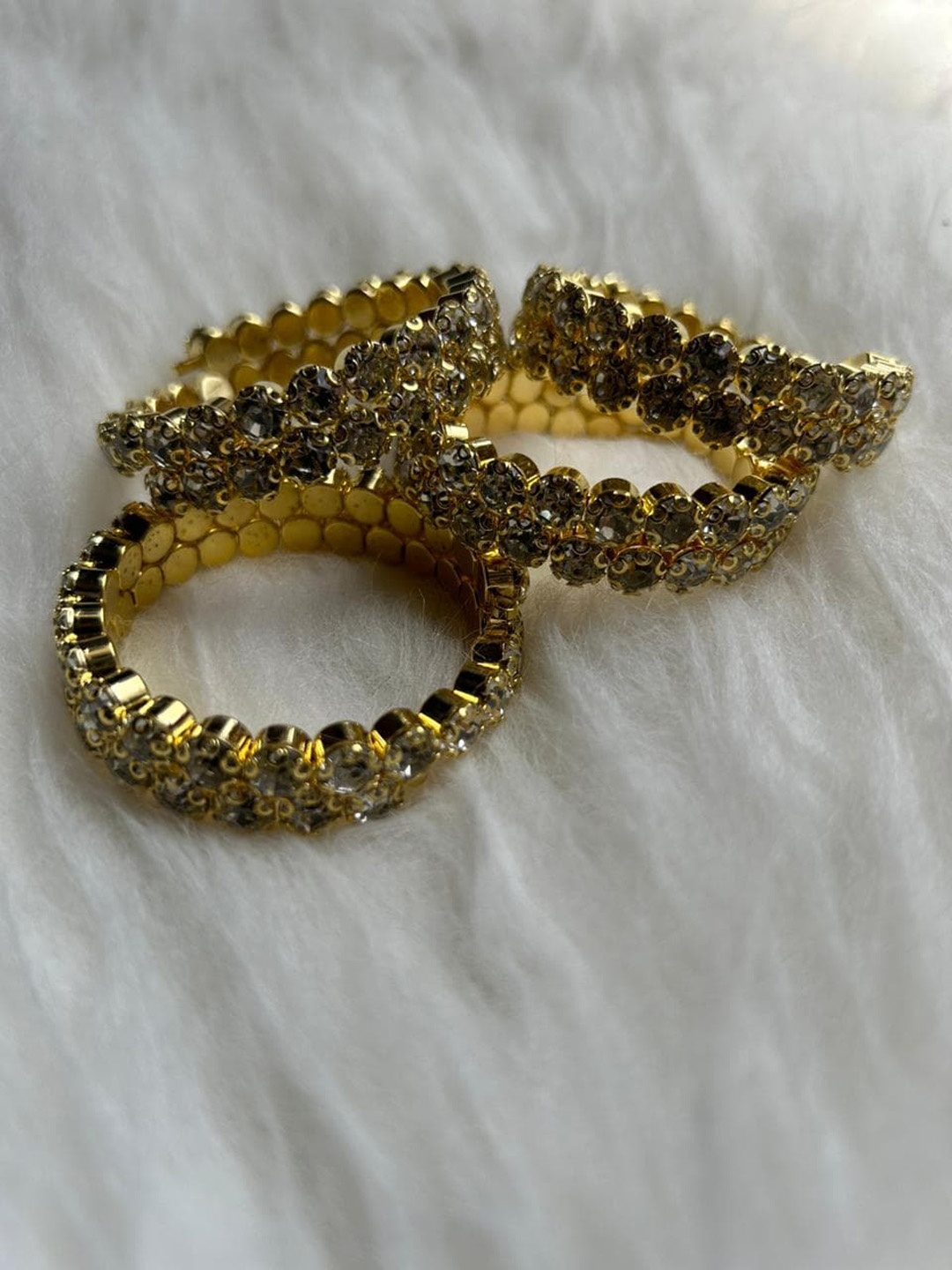 

CHRONEX Set Of 4 Gold-Plated Stone-Studded Wraparound Bracelets
