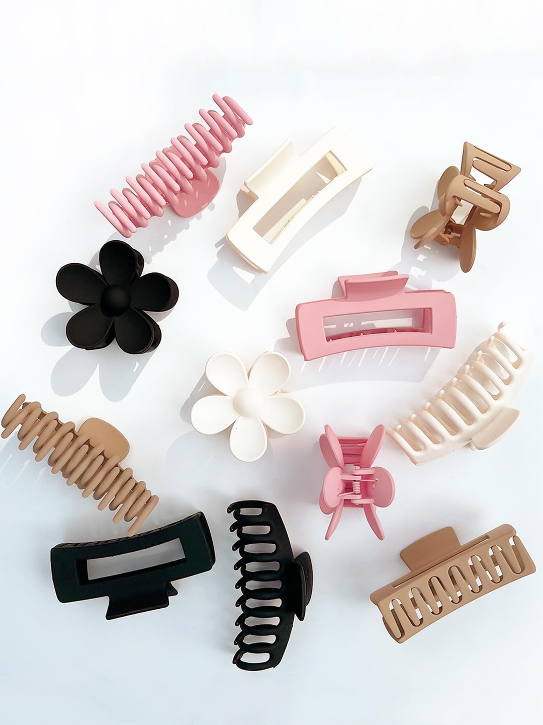 

CHRONEX 12-Pcs Floral Large Hair Claw Clips, Pink