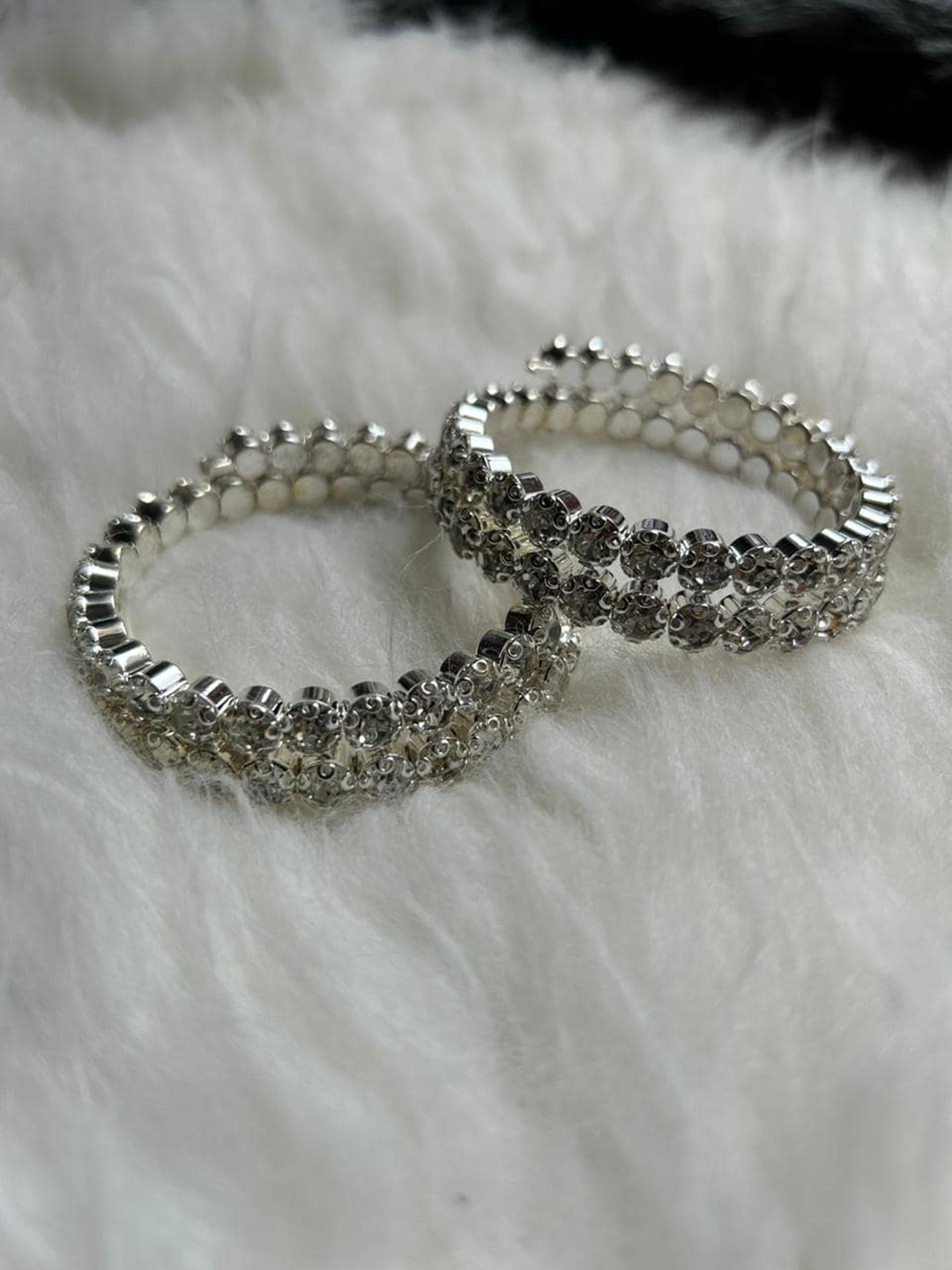 

CHRONEX Girls Set Of 2 Silver-Plated Crystals Wraparound Bracelets