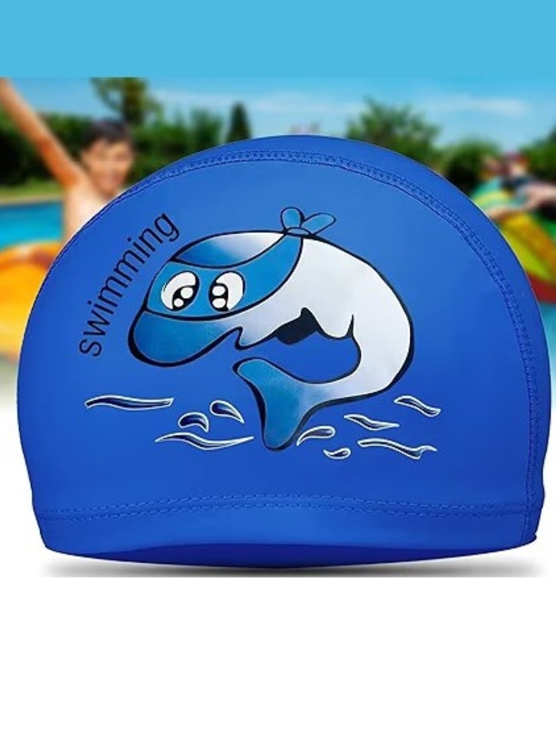 

EL REGALO Boys Printed Swim Cap, Blue