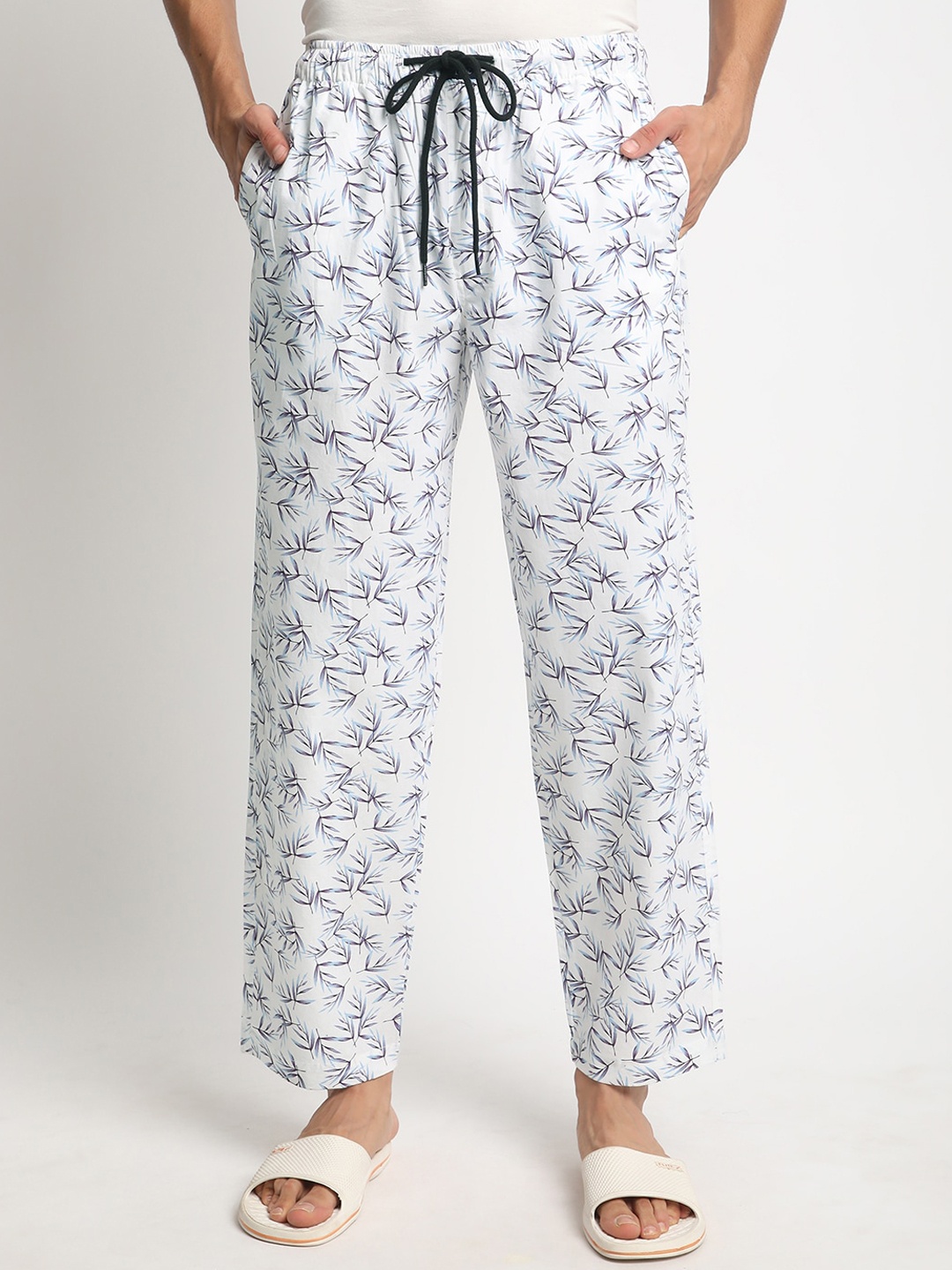 

IVOC Printed Pure Cotton Lounge Pants, White