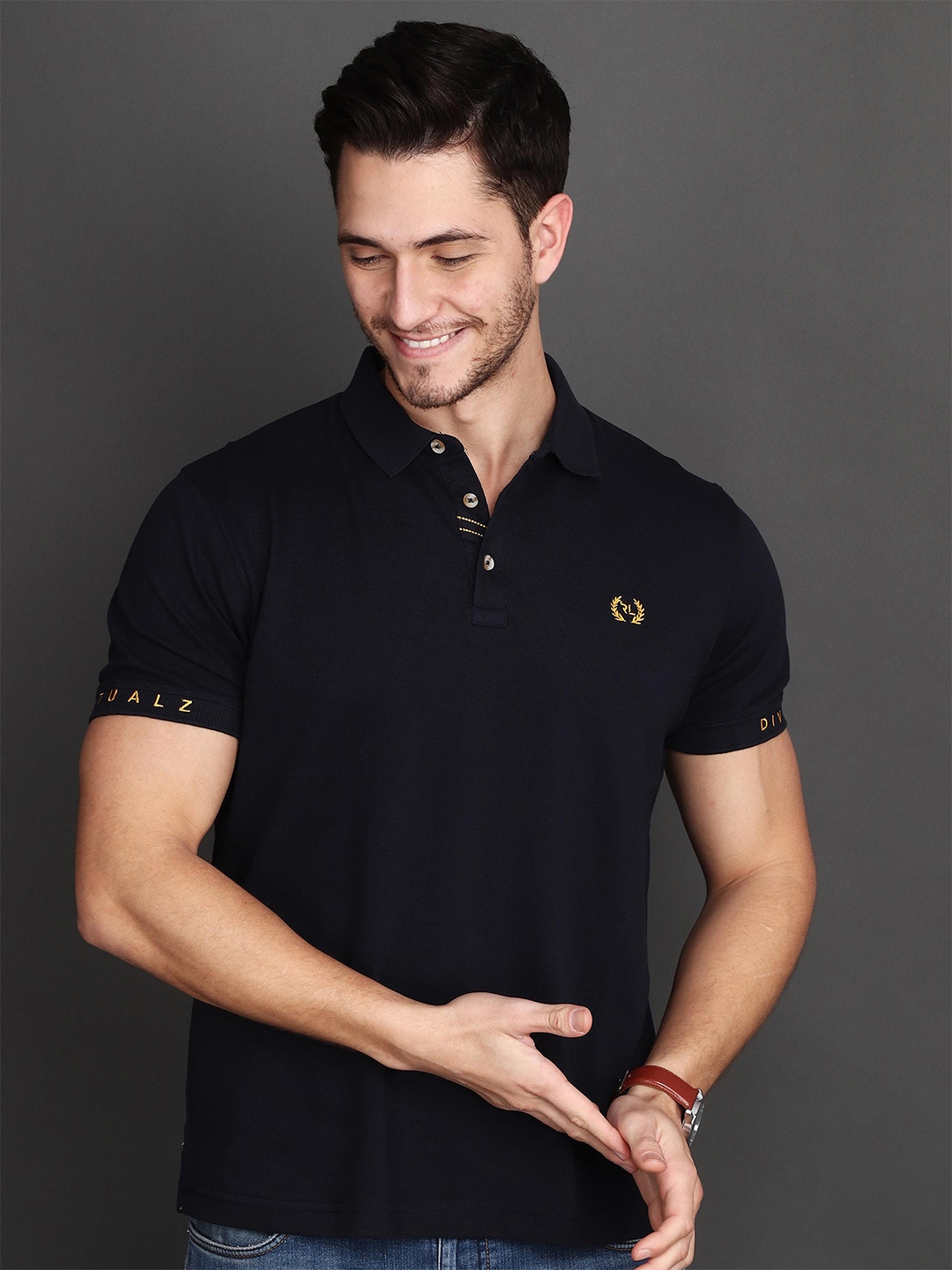 

Albion By CnM Men Polo Collar Solid T-shirt, Navy blue