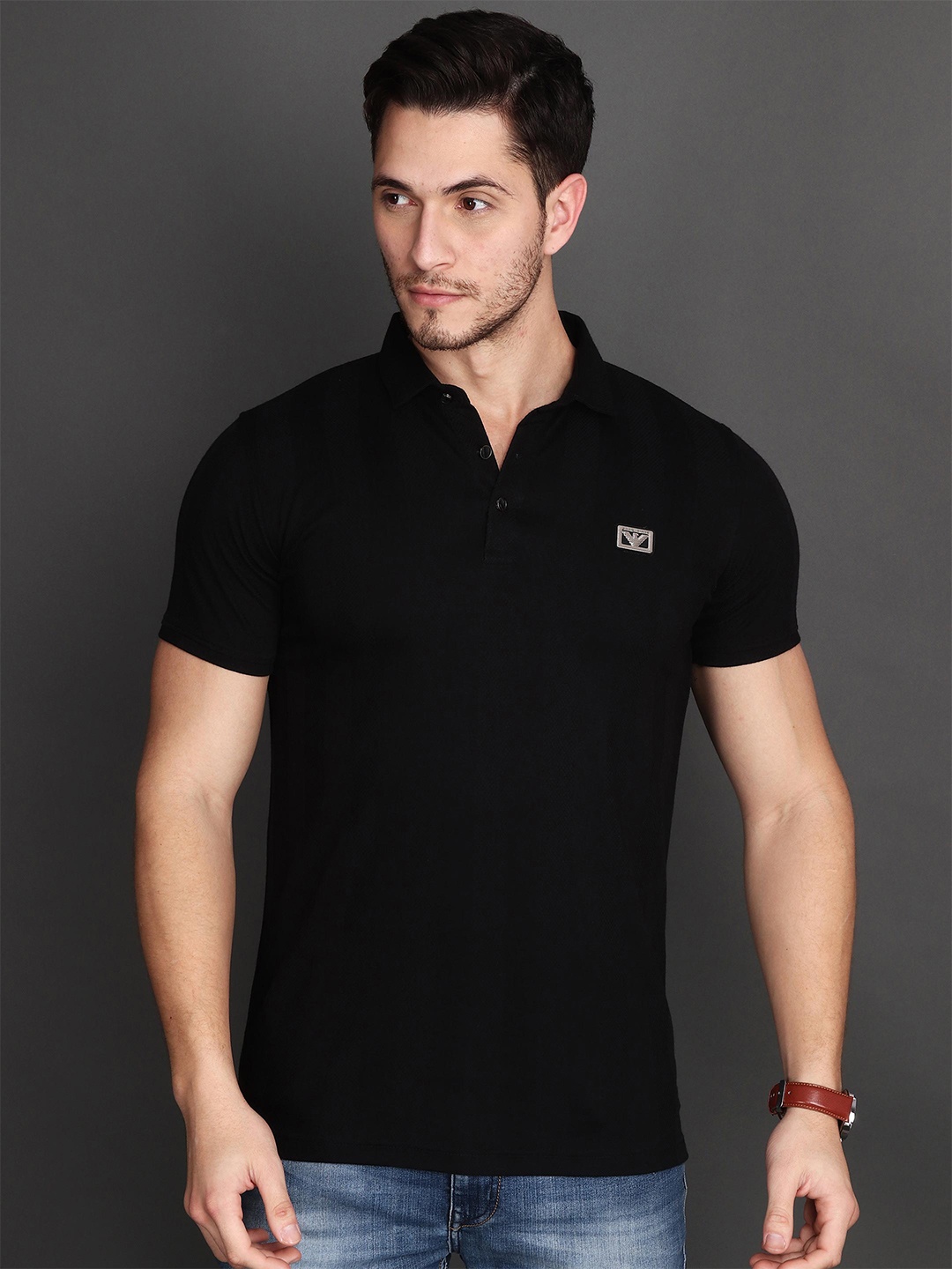 

Albion By CnM Men Polo Collar T-shirt, Black