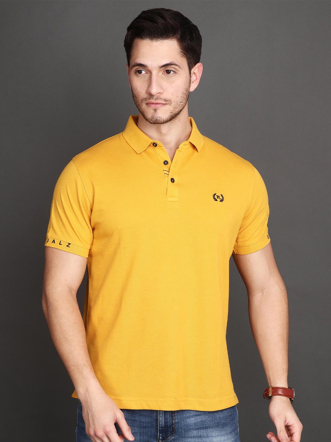 

ALBION By CnM Polo Collar Applique T-shirt, Yellow