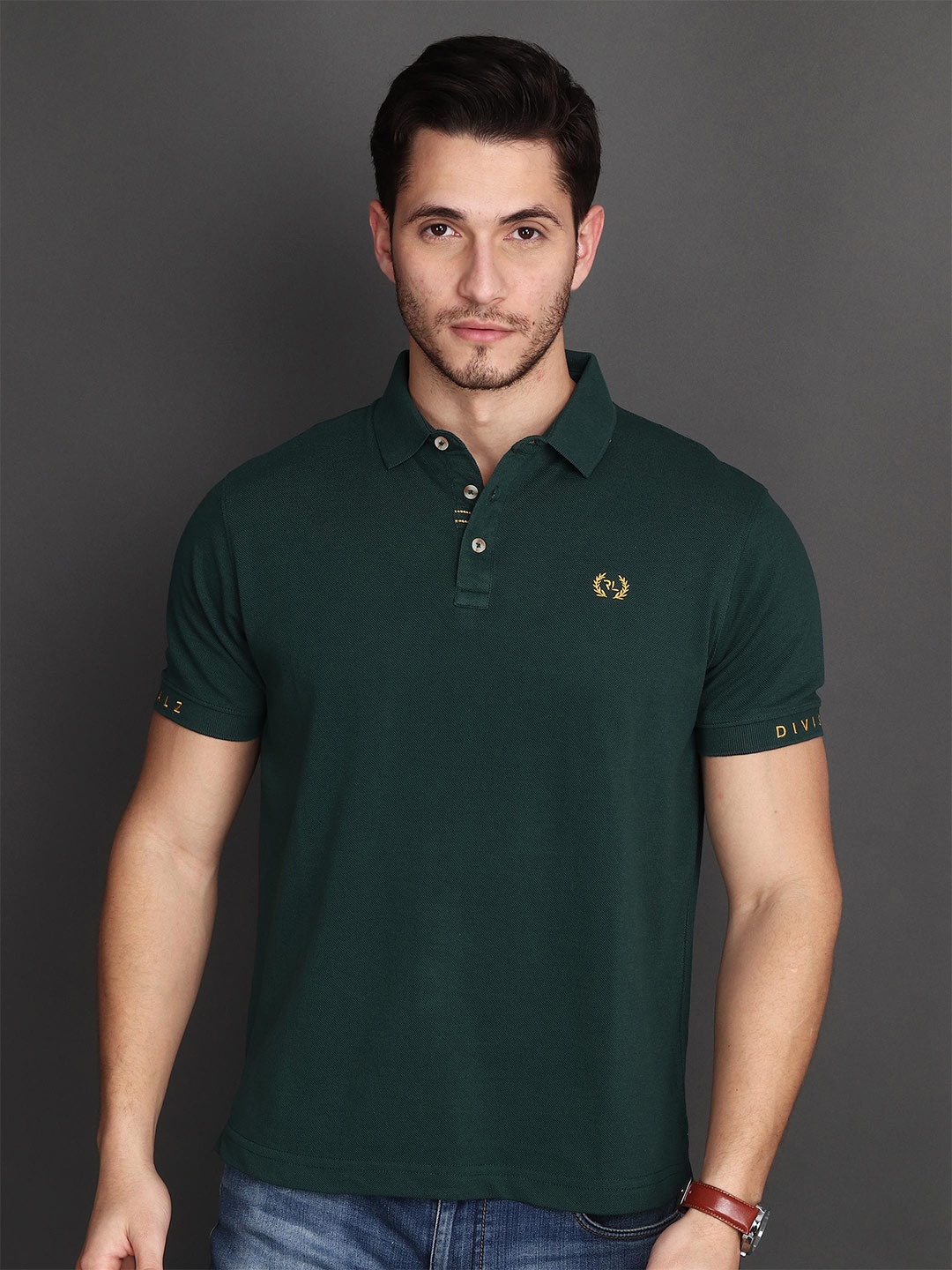 

Albion By CnM Solid Polo Collar Casual T-shirt, Green
