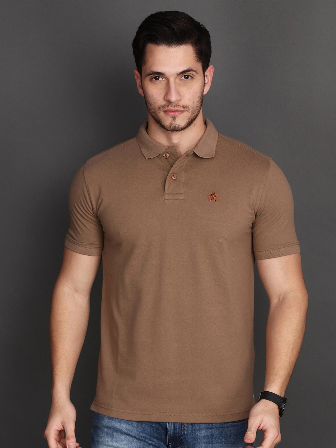 

Albion By CnM Men Polo Collar T-shirt, Brown